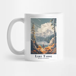 Retro Vintage Lake Tahoe Nevada Adventure Poster Mug